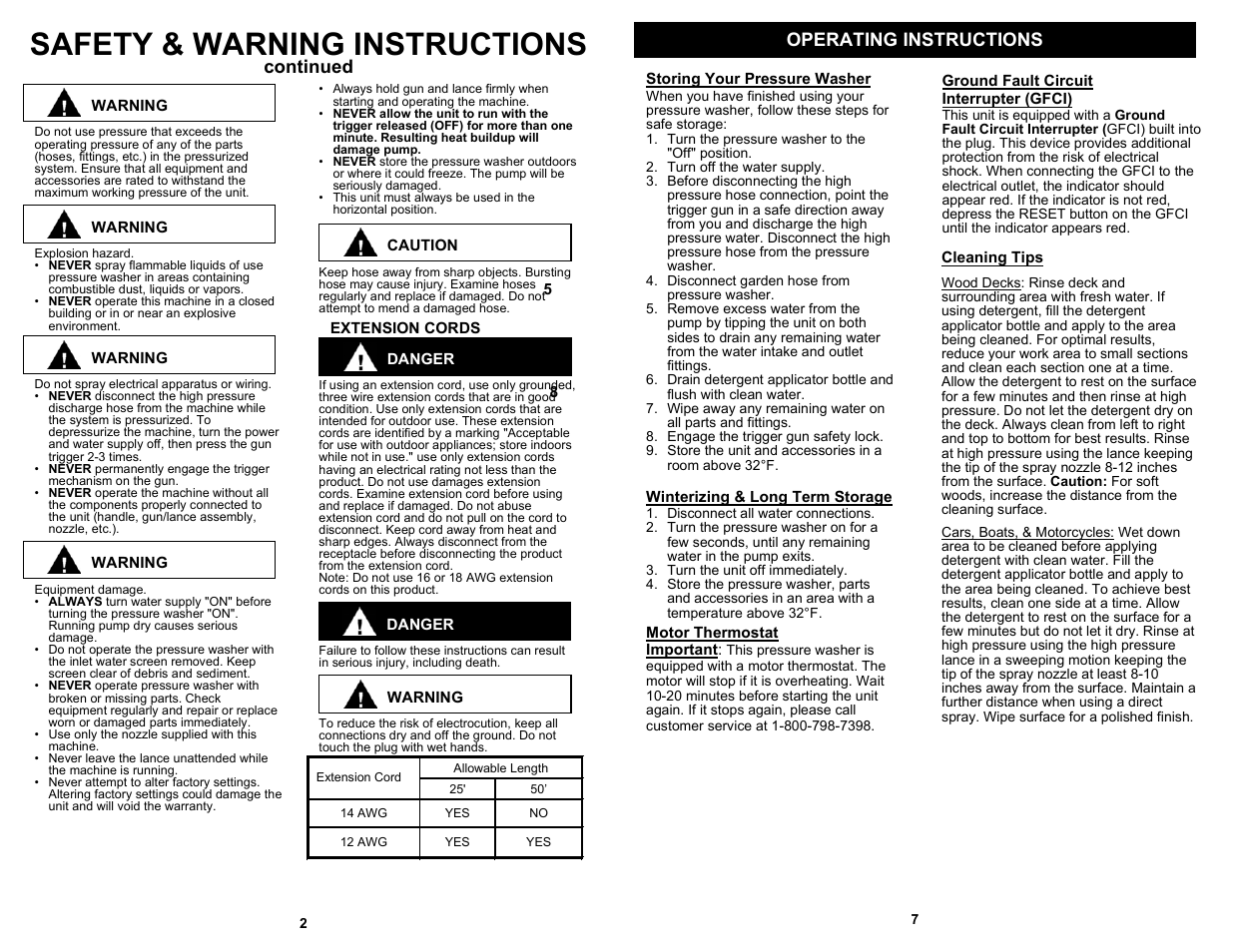 Safety & warning instructions, Continued, Operating instructions | Euro-Pro VPW38HB User Manual | Page 4 / 6