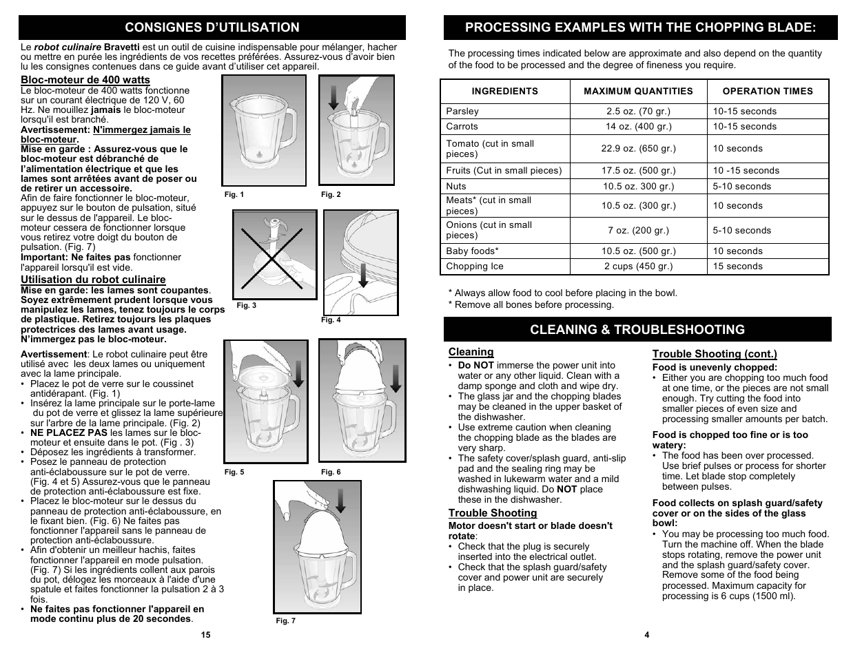 Cleaning & troubleshooting | Euro-Pro Bravetti FP105B User Manual | Page 5 / 10
