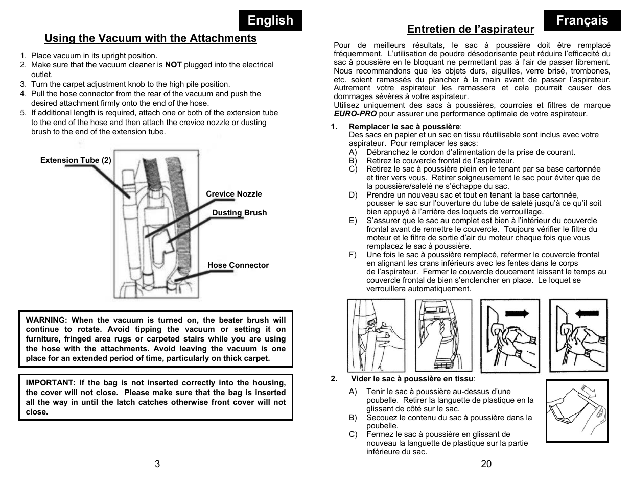 English français | Euro-Pro EP704 User Manual | Page 6 / 14