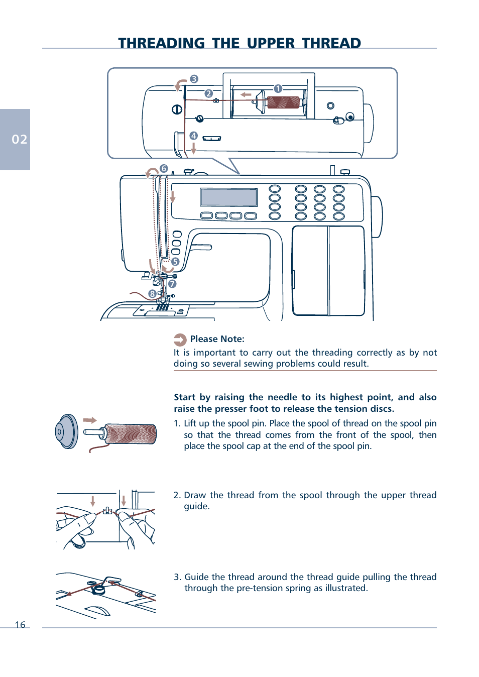 Threading the upper thread | Euro-Pro INTELLI SEW 9136C User Manual | Page 18 / 68