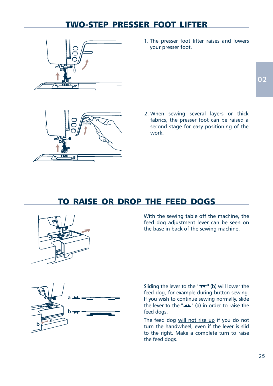 Two-step presser foot lifter | Euro-Pro INTELLI SEW 9136C User Manual | Page 27 / 68