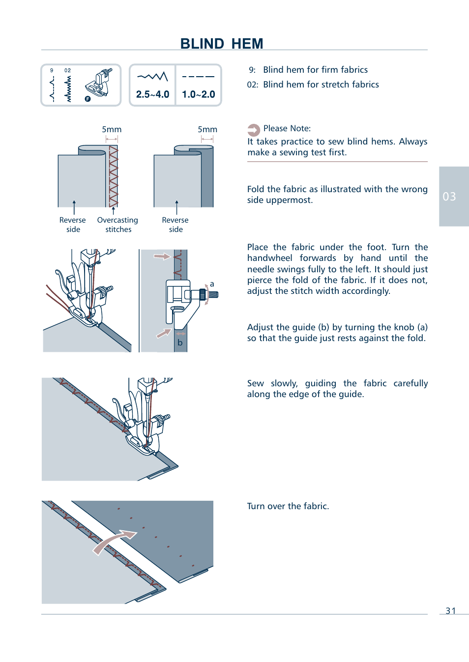 Blind hem | Euro-Pro INTELLI SEW 9136C User Manual | Page 33 / 68