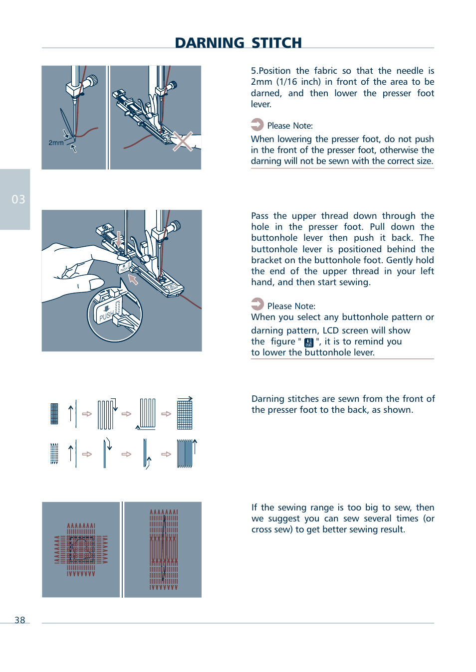 Darning stitch | Euro-Pro INTELLI SEW 9136C User Manual | Page 40 / 68