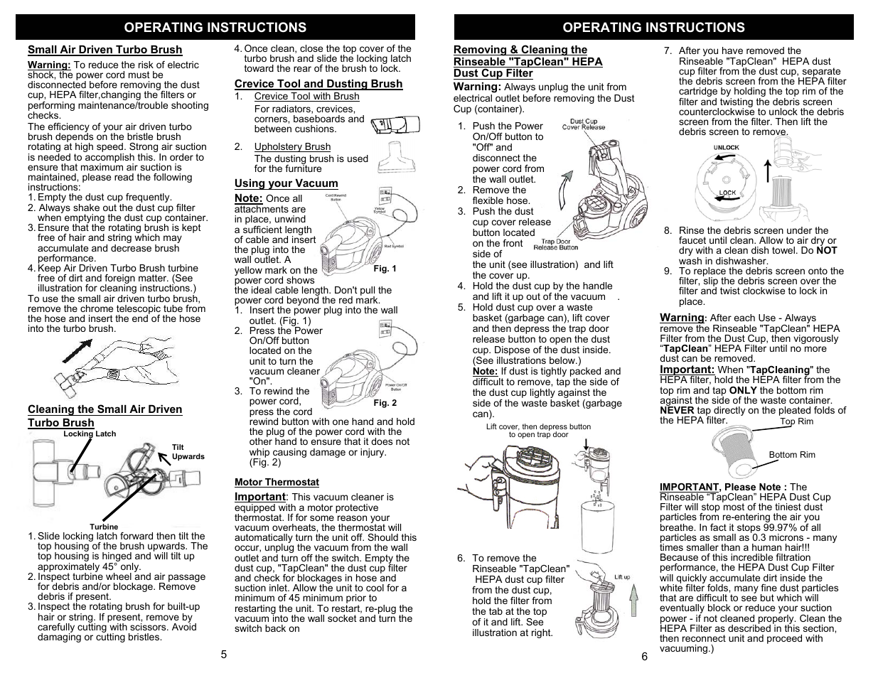 Operating instructions | Euro-Pro SELECT EP724H User Manual | Page 6 / 6