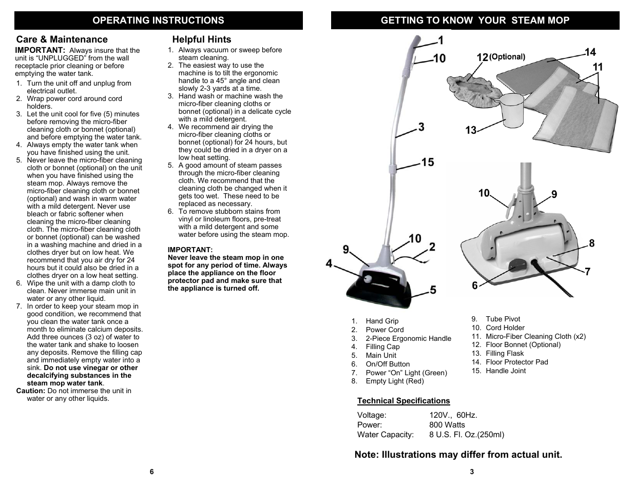 Care & maintenance, Helpful hints | Euro-Pro S3305H User Manual | Page 5 / 6