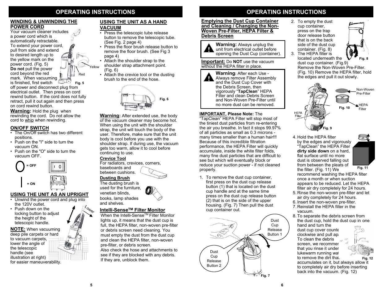 Operating instructions | Euro-Pro EP603H User Manual | Page 6 / 6