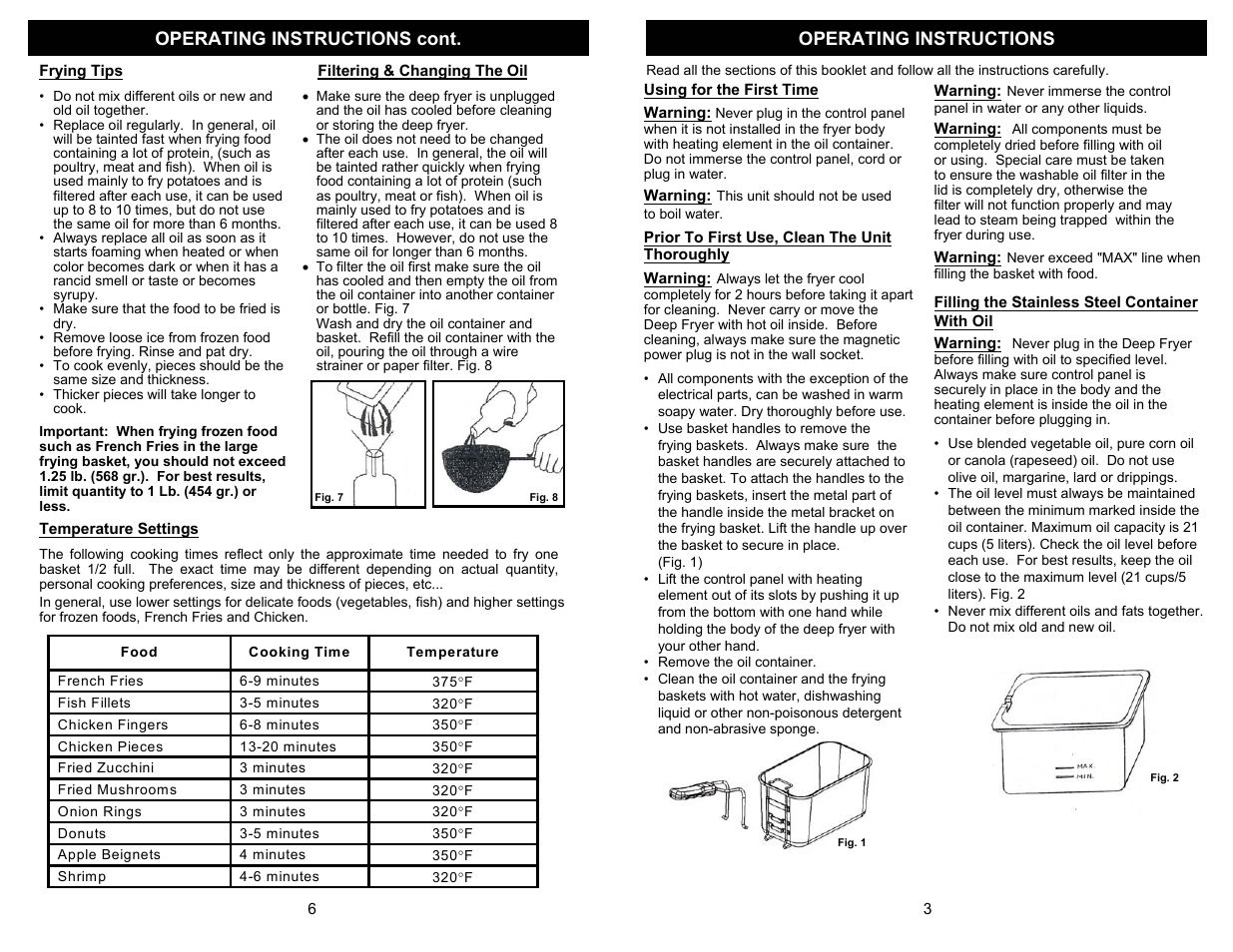 Operating instructions operating instructions cont | Euro-Pro K4320 User Manual | Page 5 / 6