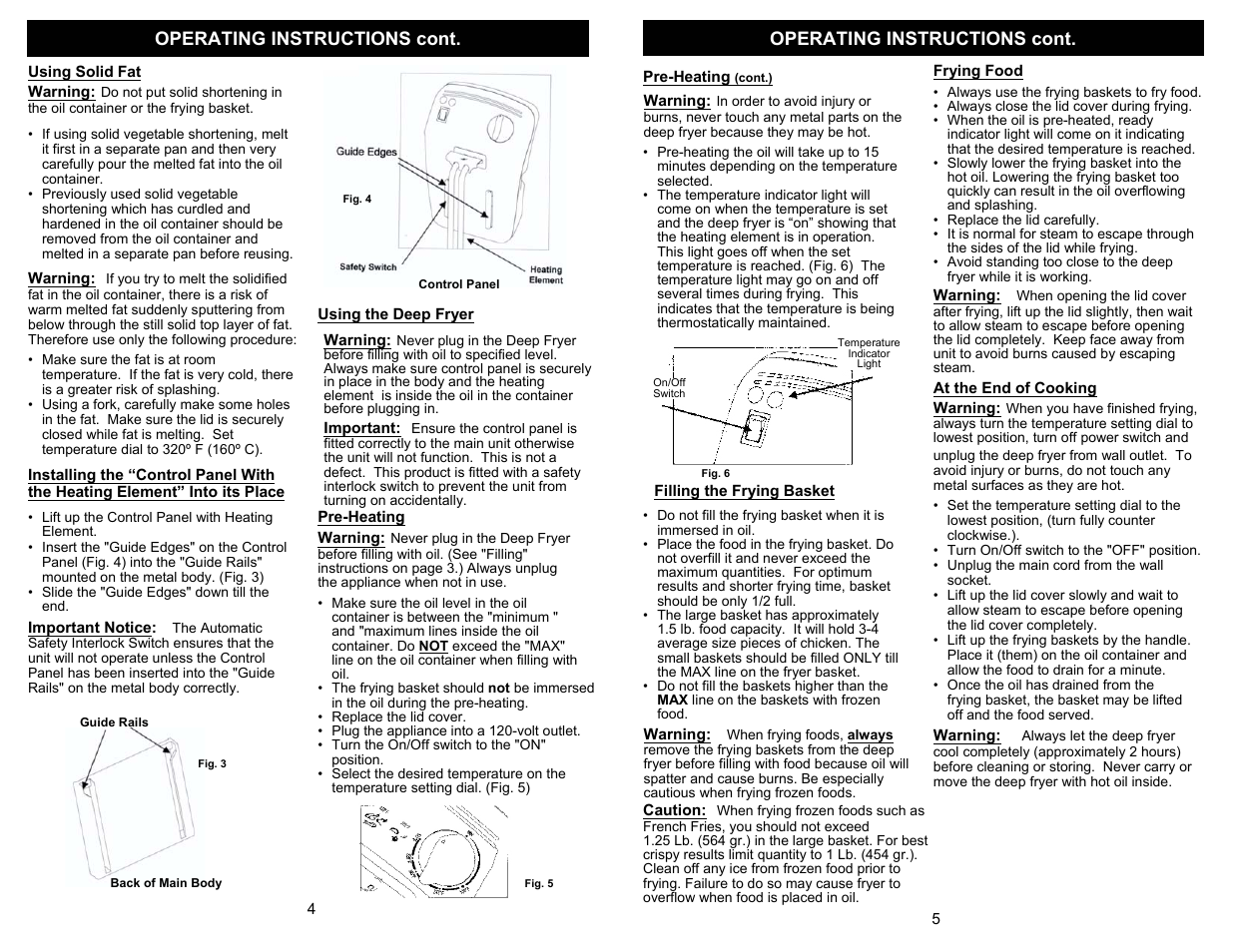 Operating instructions cont | Euro-Pro K4320 User Manual | Page 6 / 6