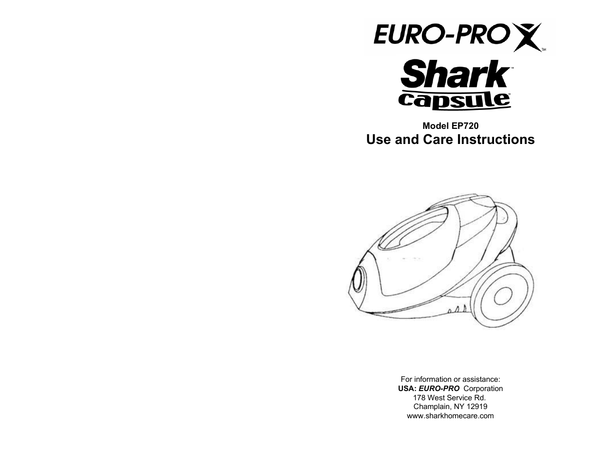 Euro-Pro EP720 User Manual | 8 pages