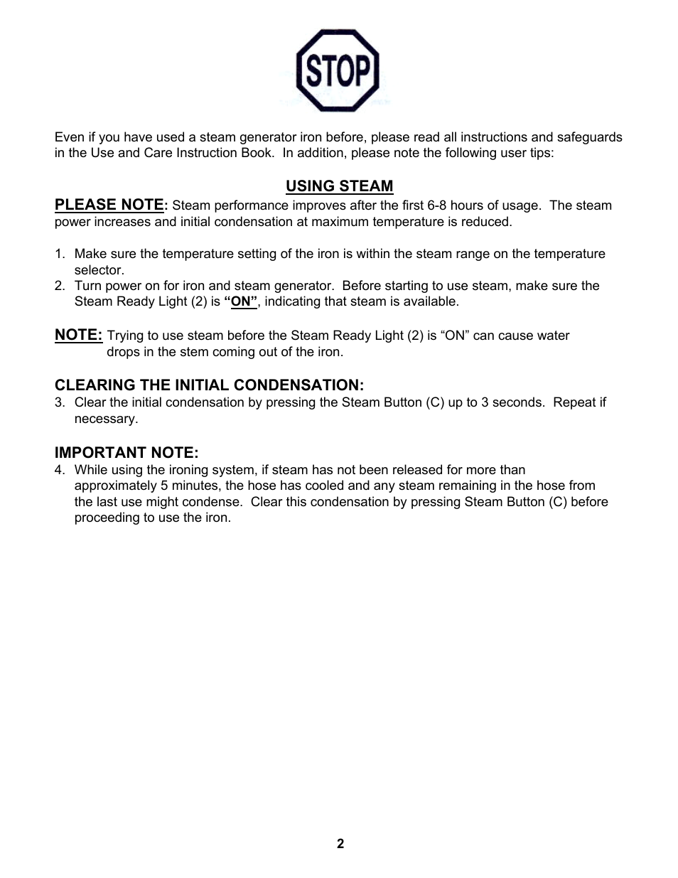 Euro-Pro STEAM GENERATOR IRON EP8001 User Manual | Page 3 / 12