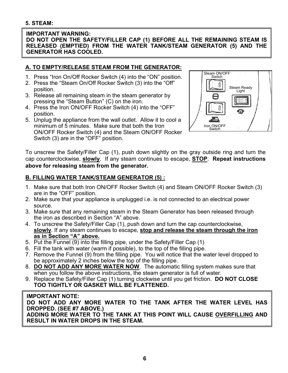 Euro-Pro STEAM GENERATOR IRON EP8001 User Manual | Page 7 / 12