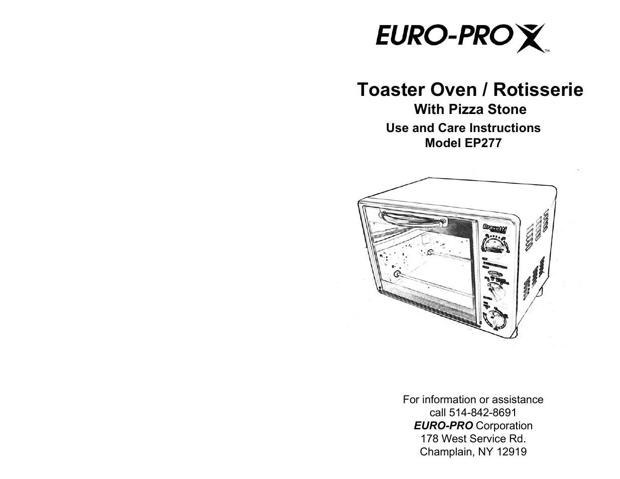 Euro-Pro ROTISSERIE EP277 User Manual | 8 pages