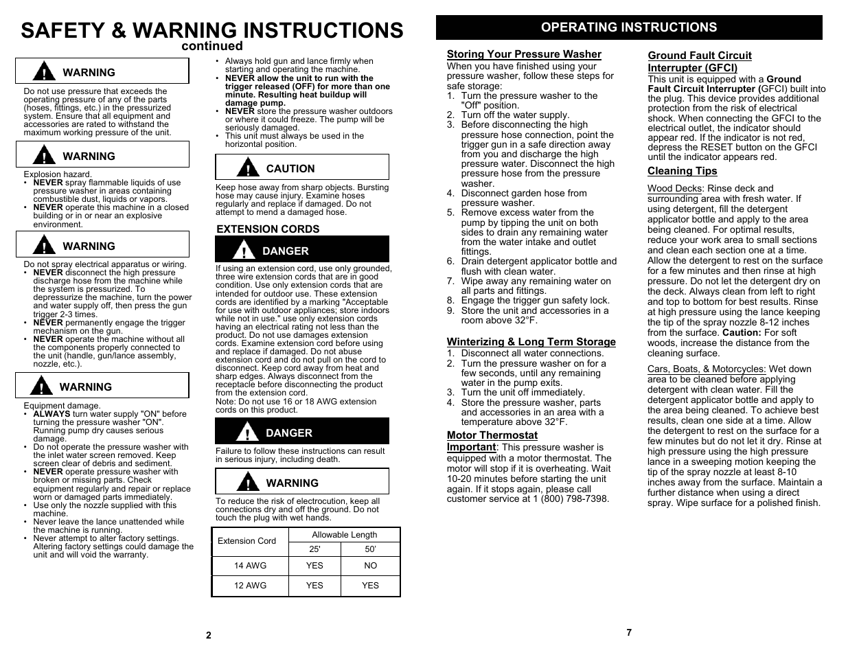 Safety & warning instructions, Continued operating instructions | Euro-Pro VPW39 User Manual | Page 4 / 6