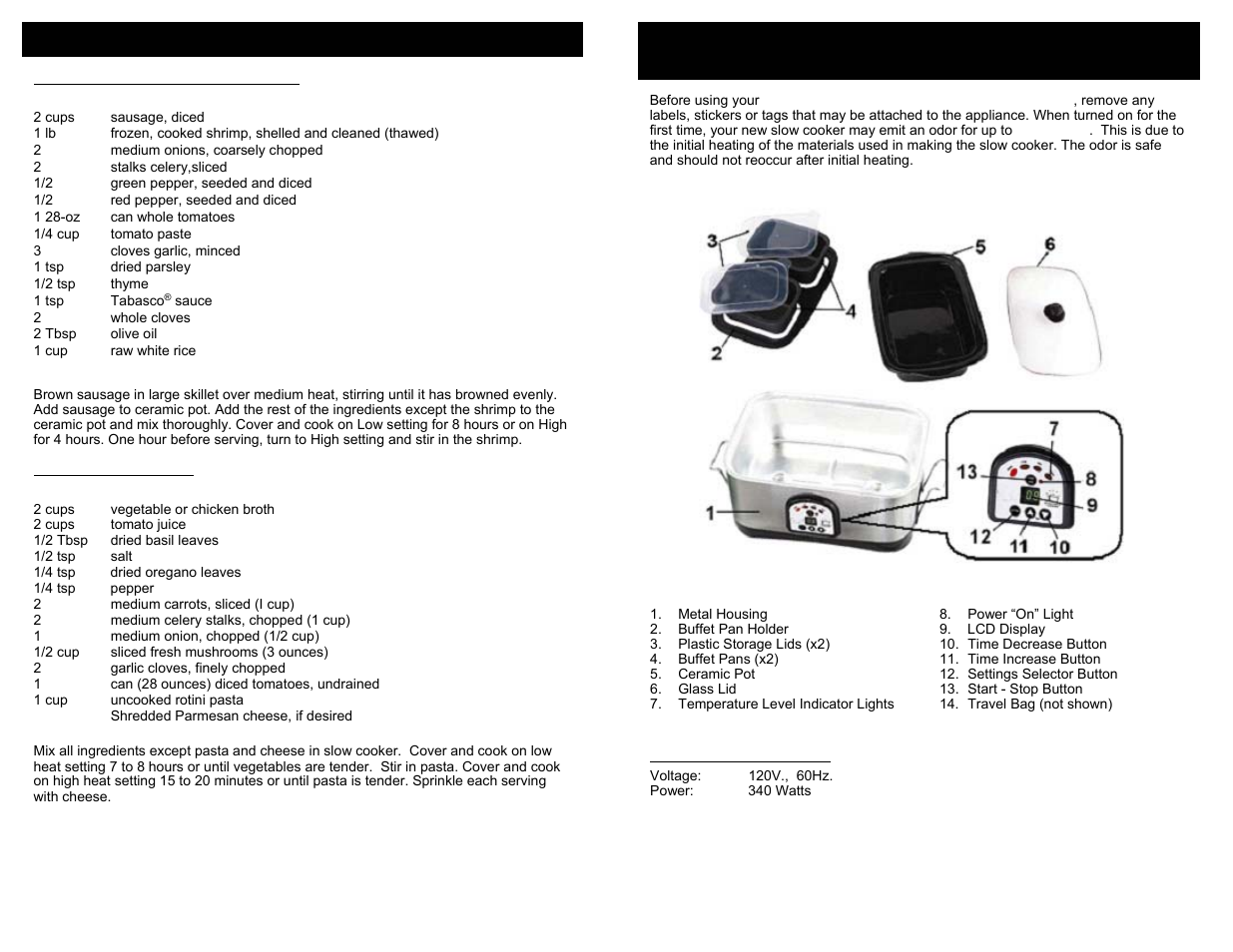 Getting to know your programmable slow cooker, Cooking recipes | Euro-Pro KC272CF User Manual | Page 3 / 8