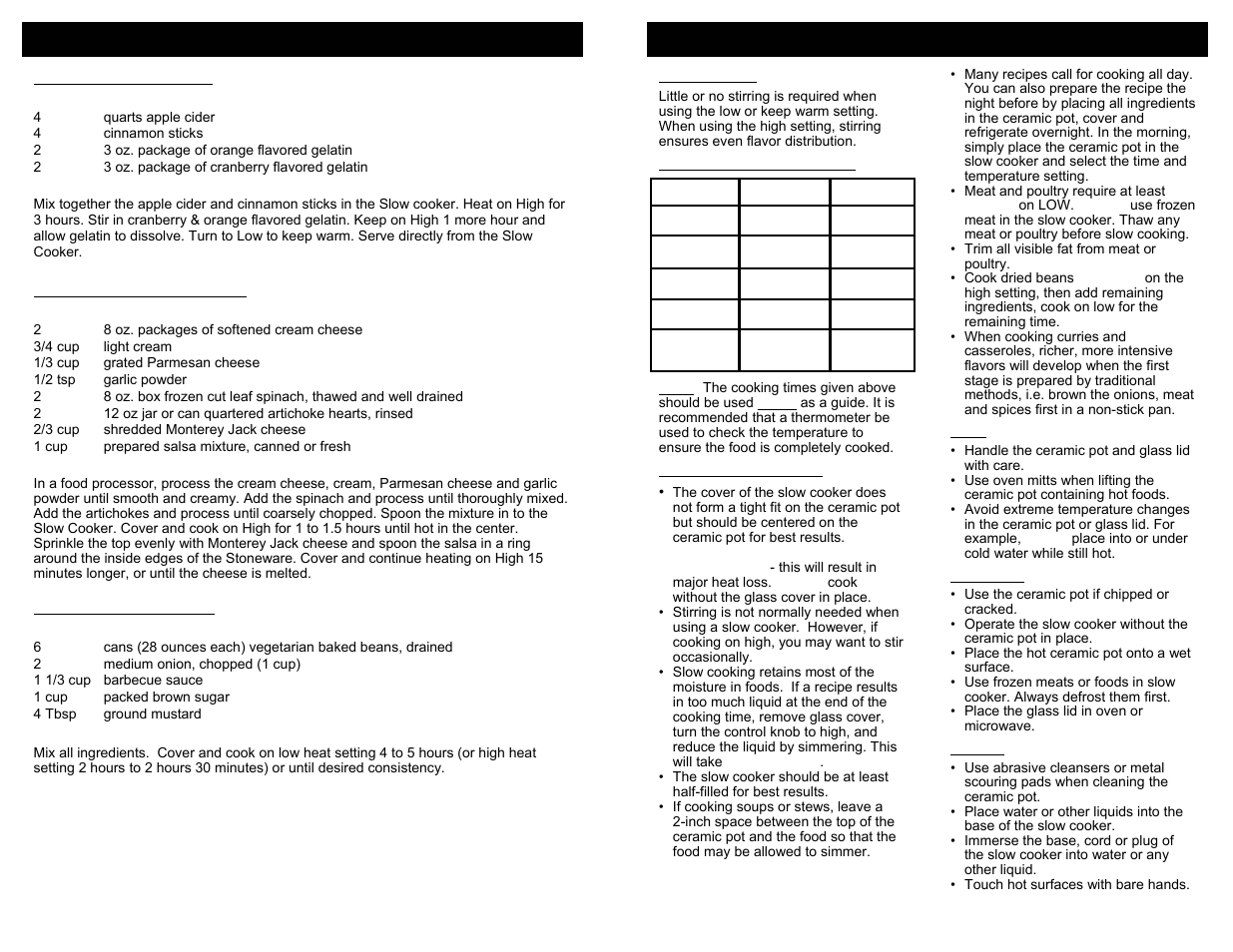 Operating instructions, Cooking recipes | Euro-Pro KC272CF User Manual | Page 7 / 8