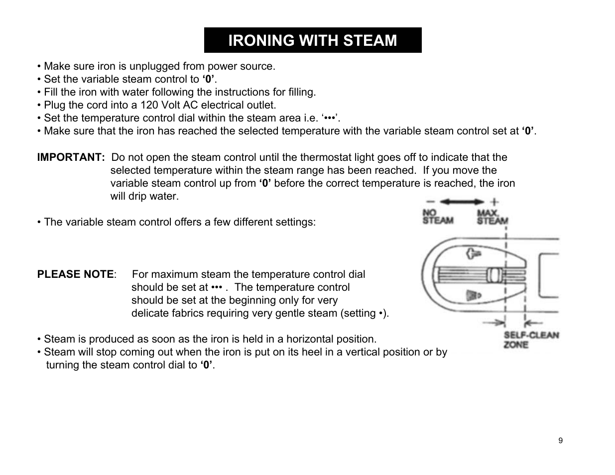 Ironing with steam | Euro-Pro EP485 User Manual | Page 9 / 19