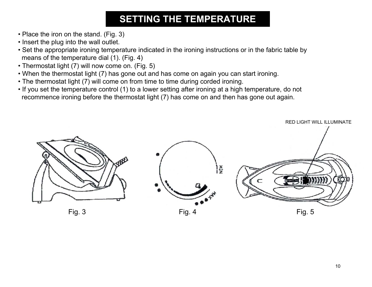 Setting the temperature | Euro-Pro EP484 User Manual | Page 10 / 19