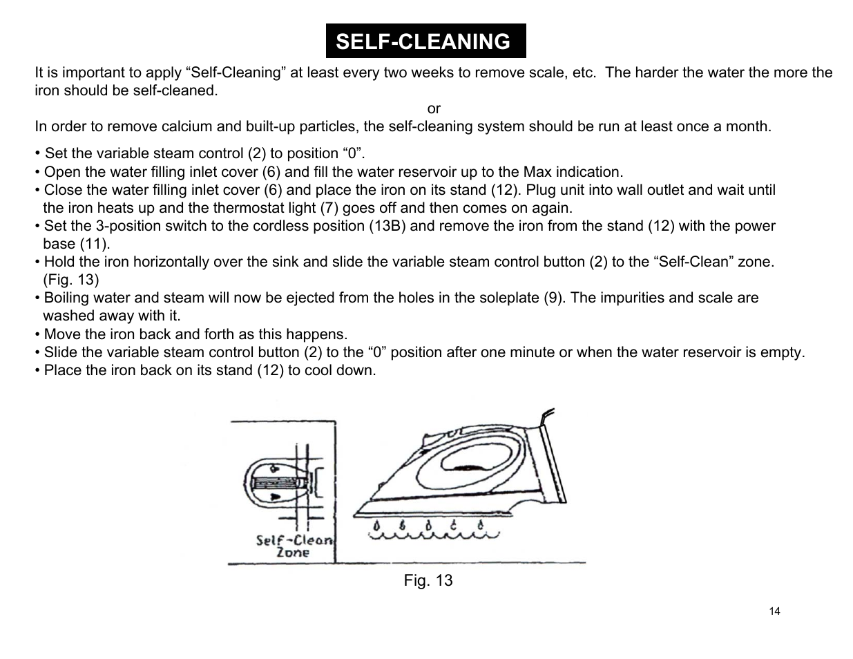 Self-cleaning | Euro-Pro EP484 User Manual | Page 14 / 19