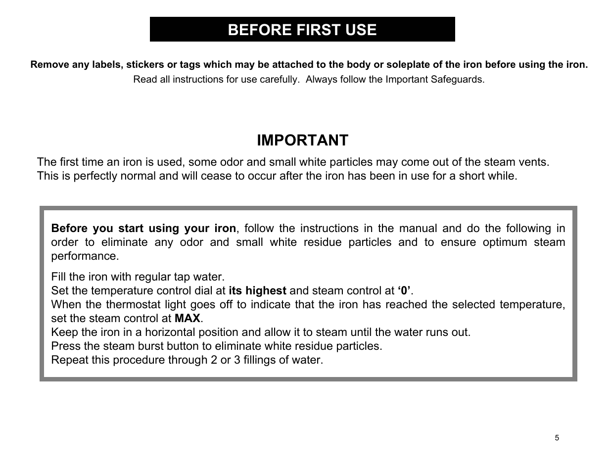 Before first use, Important | Euro-Pro EP484 User Manual | Page 5 / 19