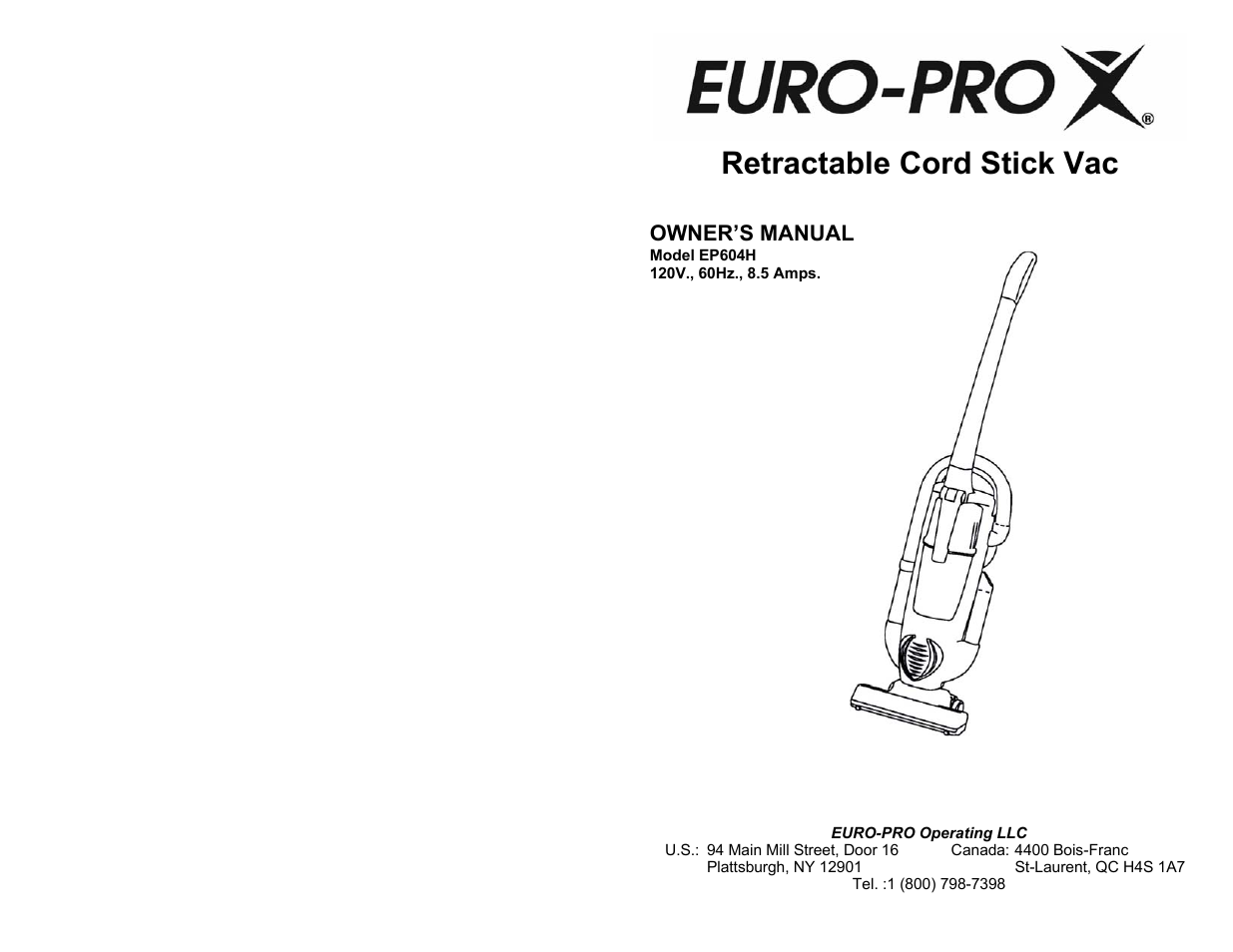 Euro-Pro EP604H User Manual | 6 pages