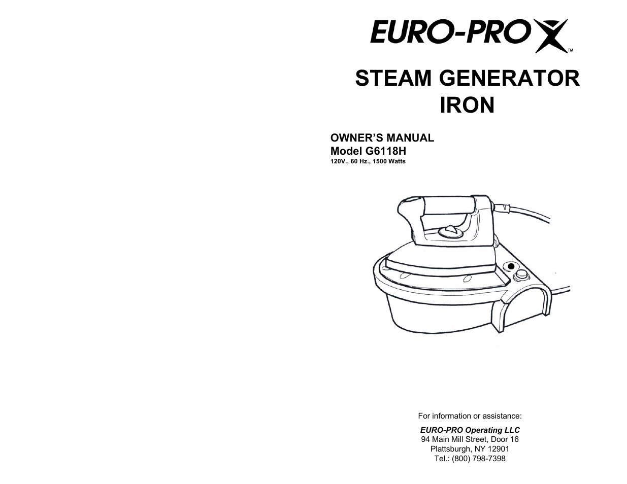 Euro-Pro G6118H User Manual | 6 pages