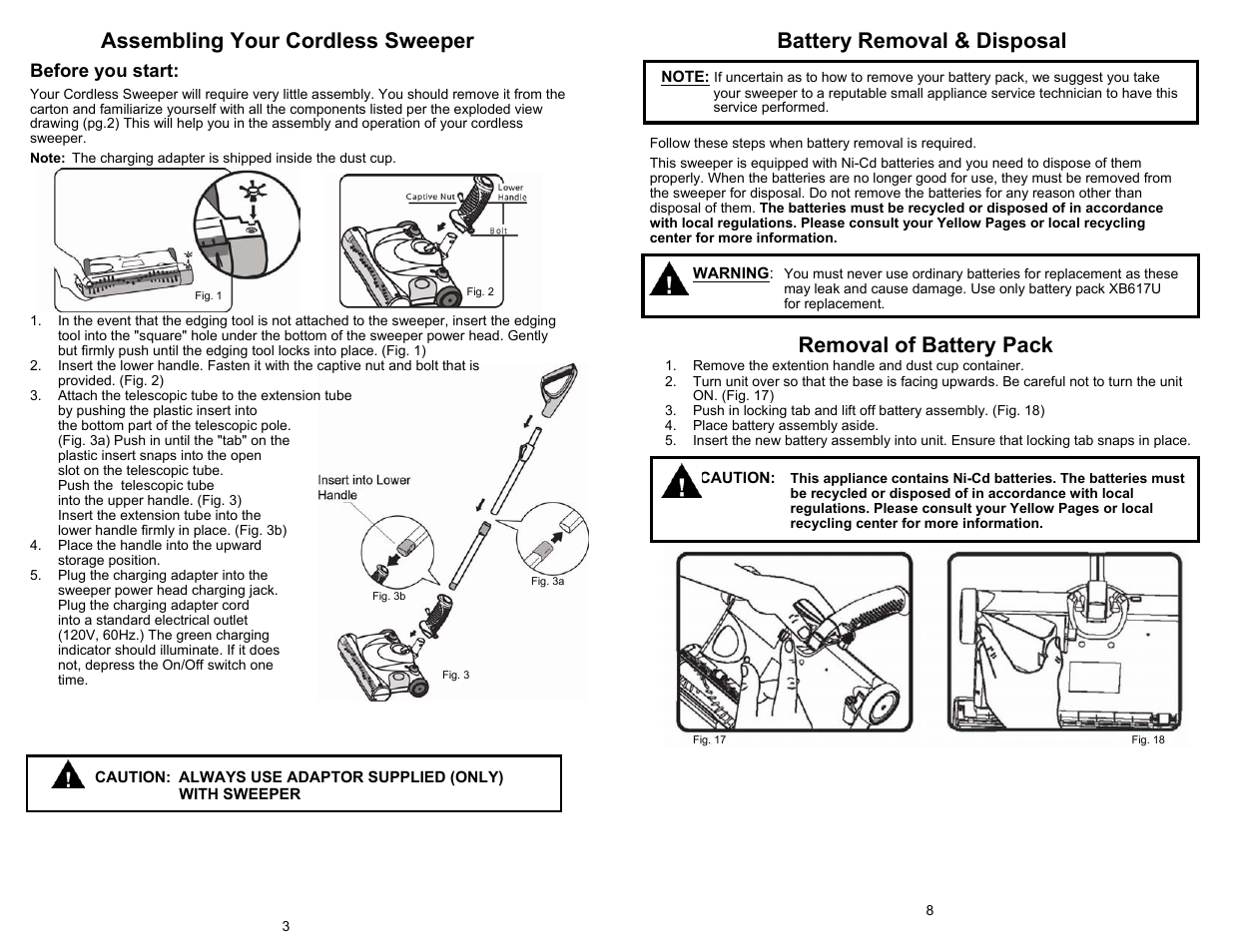 Removal of battery pack, Before you start | Euro-Pro UV647H User Manual | Page 4 / 6