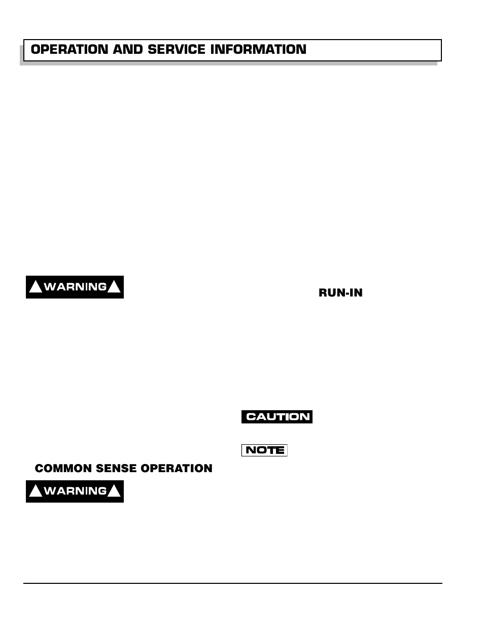 Modifications to vehicle, Common sense operation, Run-in | Operation and service information | E-Z-GO 602080 User Manual | Page 18 / 64