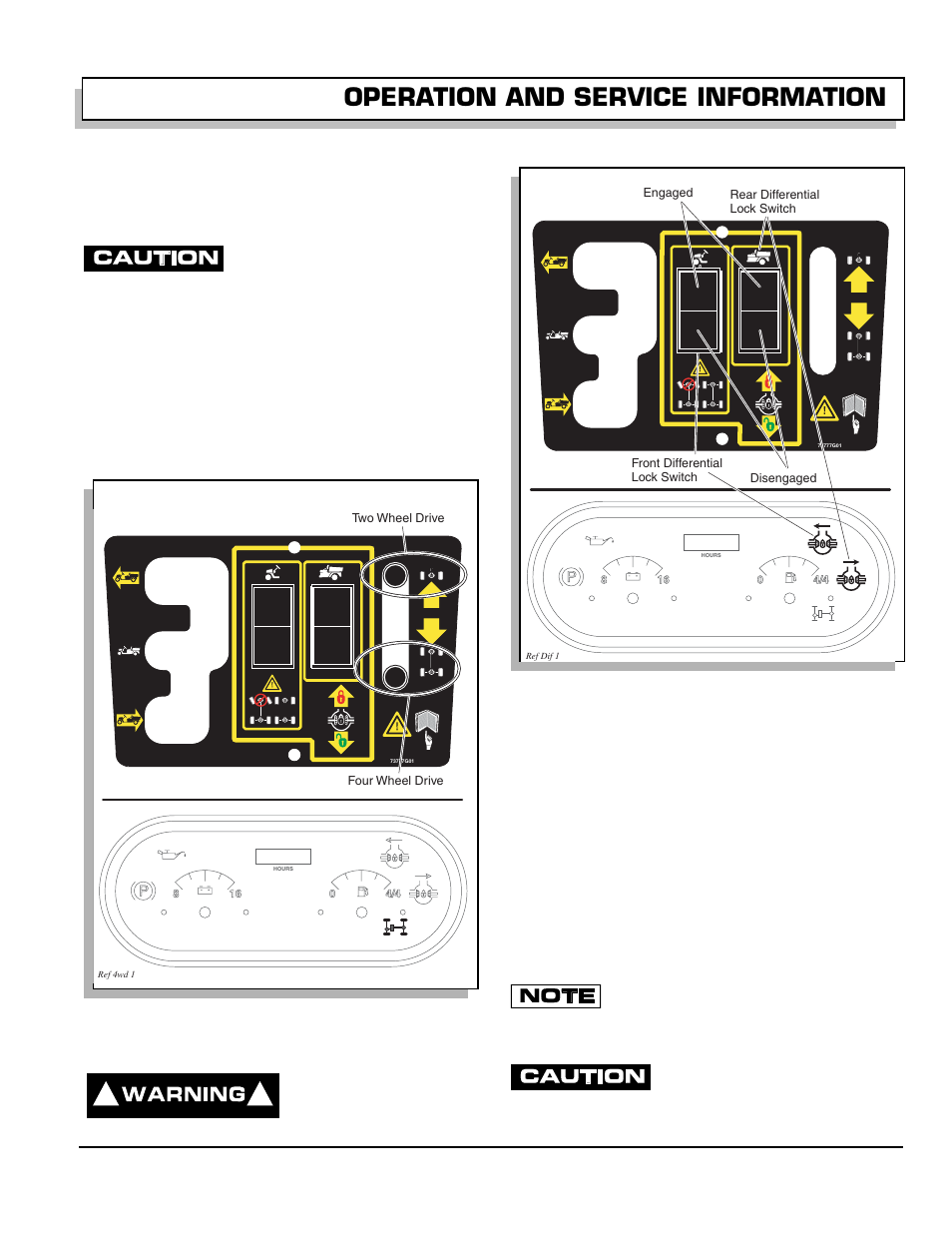 2wd/4wd selector, Fig. 7 2wd/4wd selector, Differential lock | Fig. 8 differential lock, Operation and service information, Owner’s manual and service guide | E-Z-GO 602080 User Manual | Page 21 / 64