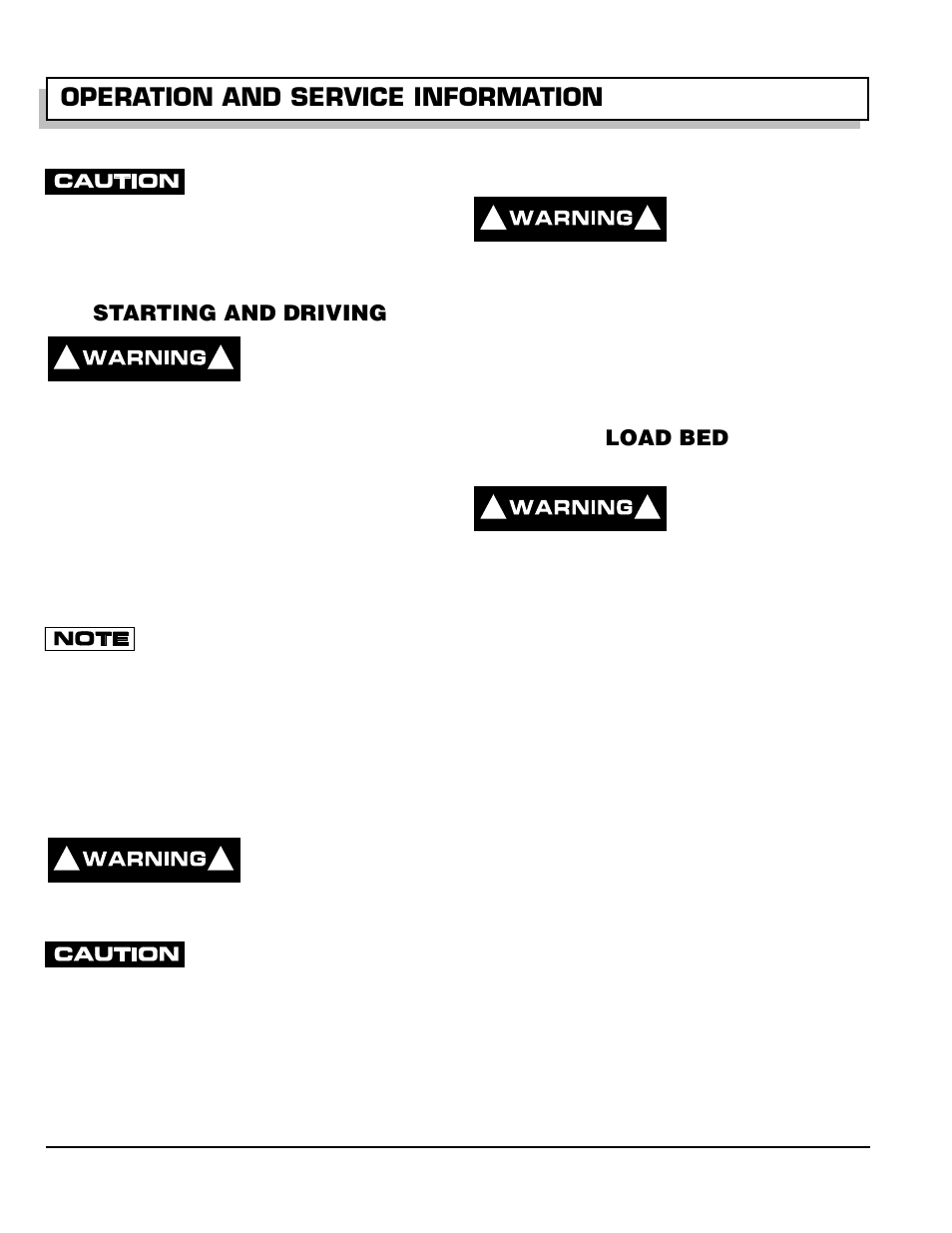 Starting and driving, Starting vehicle on a hill, Coasting | Load bed, Operation and service information | E-Z-GO 602080 User Manual | Page 24 / 64