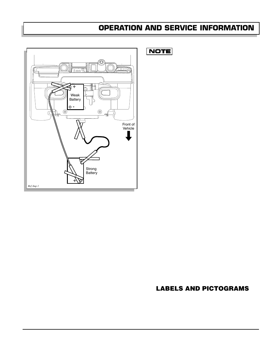 Fig. 33 jump starting, Care products, Labels and pictograms | Operation and service information | E-Z-GO 602080 User Manual | Page 39 / 64