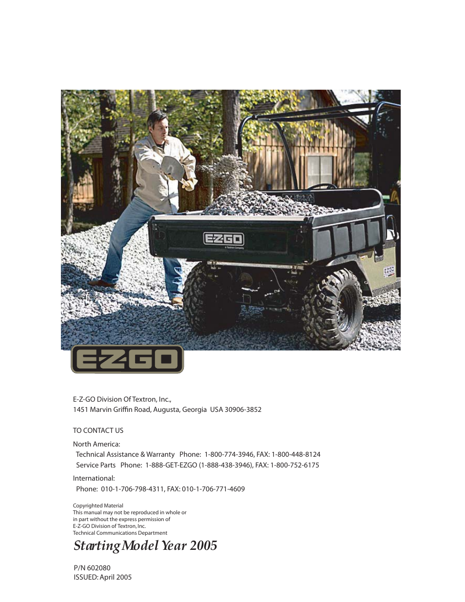 Starting model year 2005 | E-Z-GO 602080 User Manual | Page 64 / 64