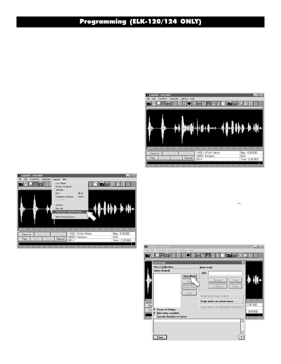 Your first programming session | Elk 129 User Manual | Page 6 / 9