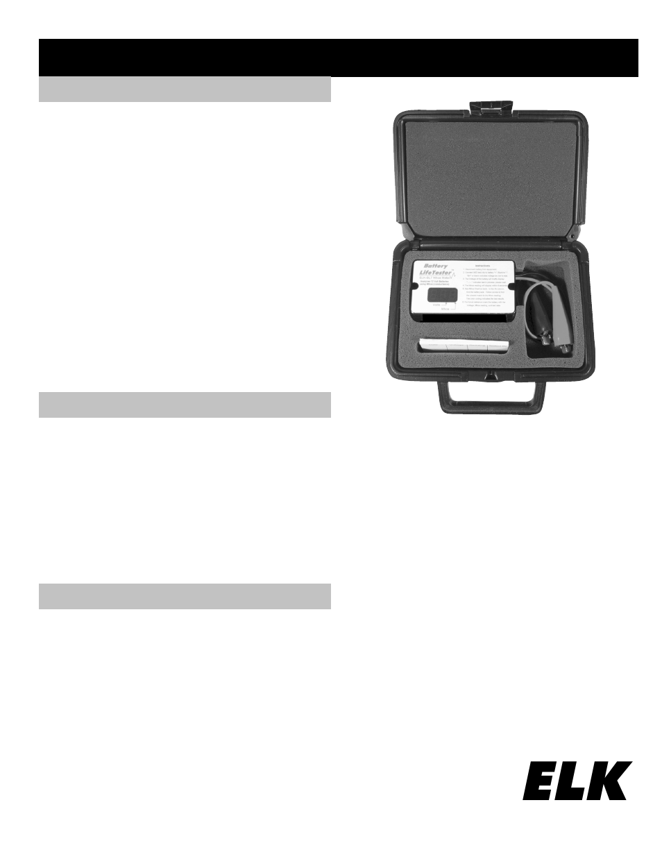 Elk Battery LifeTester -BLT User Manual | 4 pages