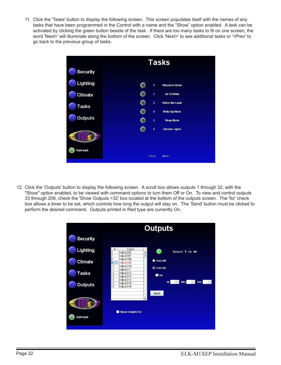 Elk M1XEP User Manual | Page 22 / 26