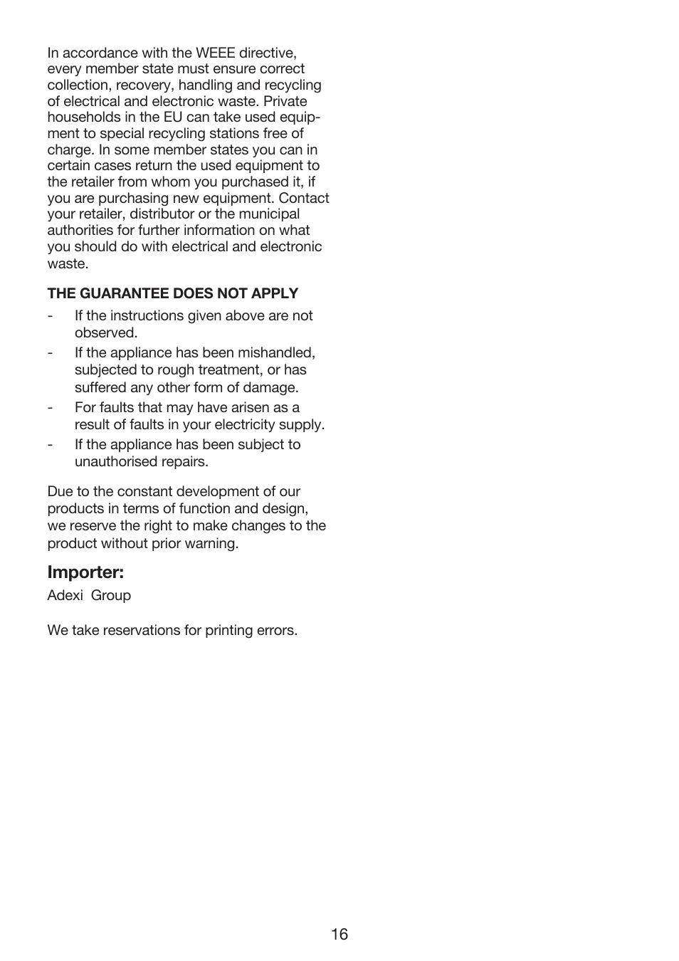 Importer | Exido 246-022 User Manual | Page 16 / 25