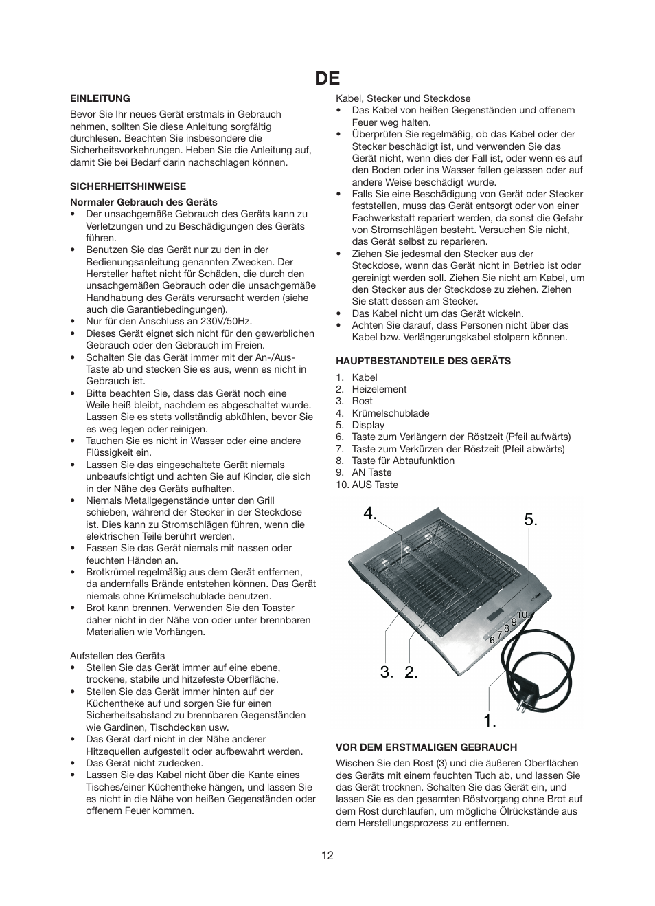 Exido Toaster User Manual | Page 12 / 17