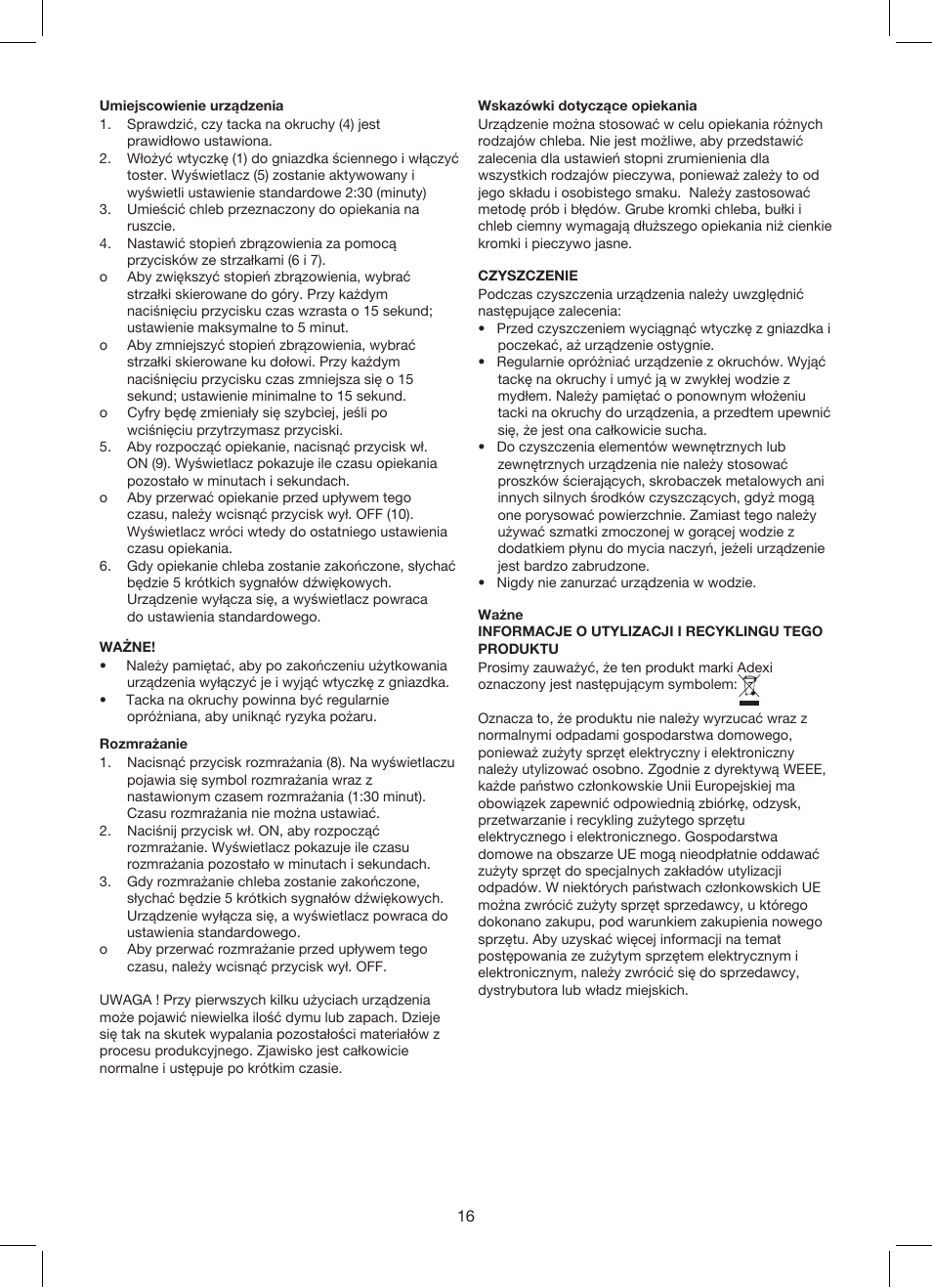 Exido Toaster User Manual | Page 16 / 17