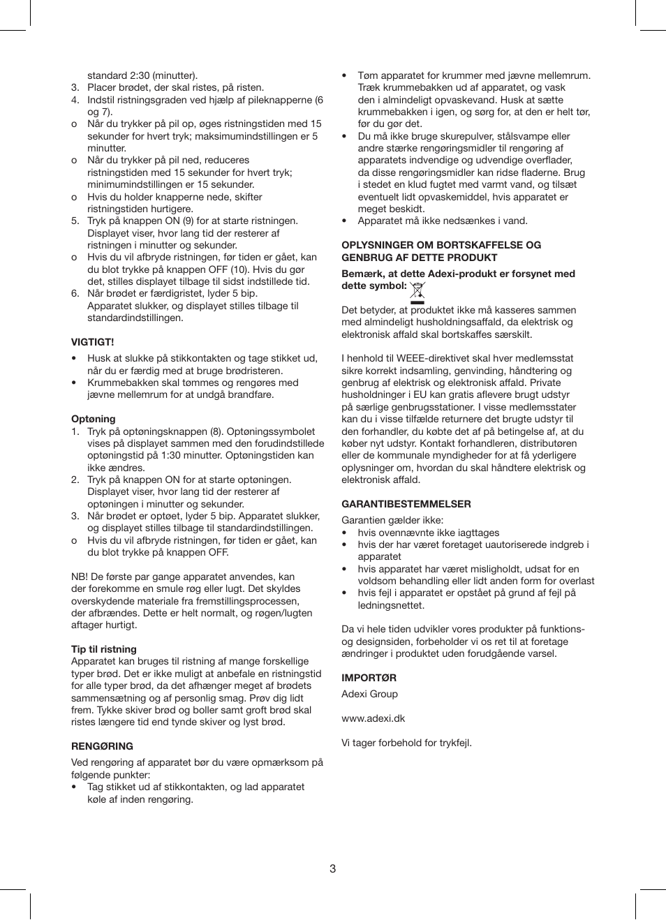 Exido Toaster User Manual | Page 3 / 17