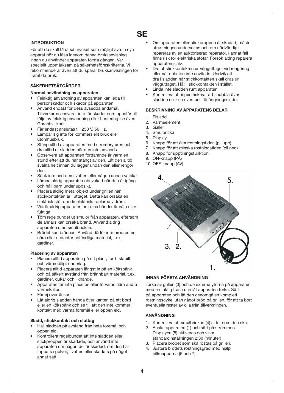 Exido Toaster User Manual | Page 4 / 17