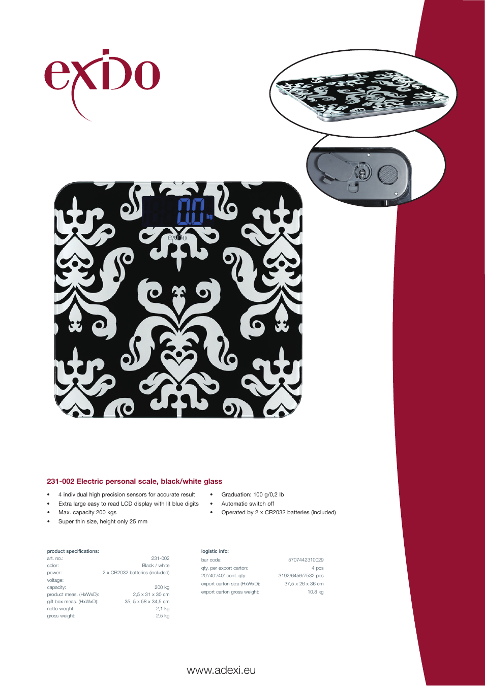 Exido 231-002 User Manual | 1 page