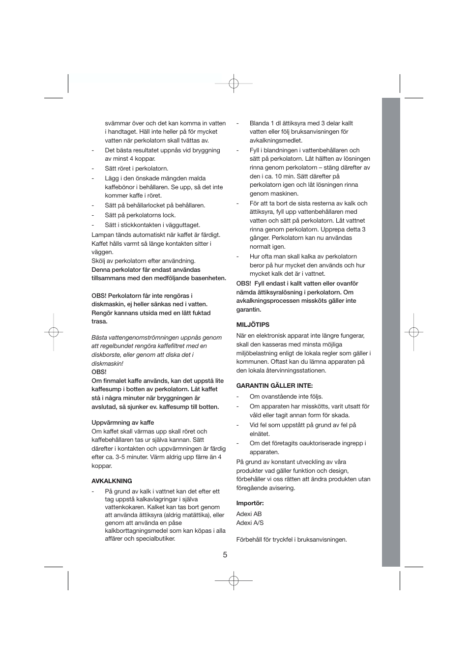 Exido Chrome Series 245-011/012 User Manual | Page 5 / 21