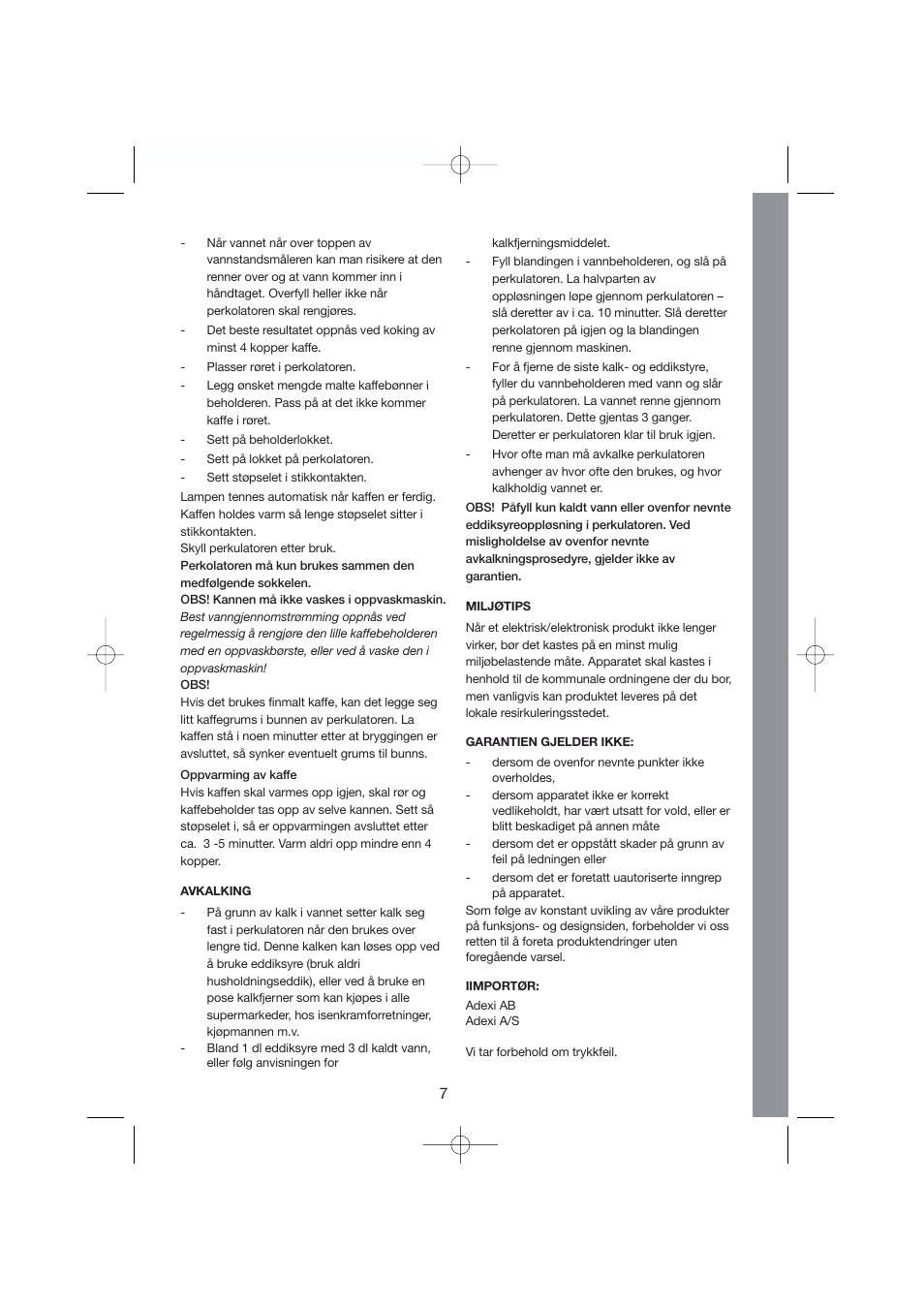 Exido Chrome Series 245-011/012 User Manual | Page 7 / 21