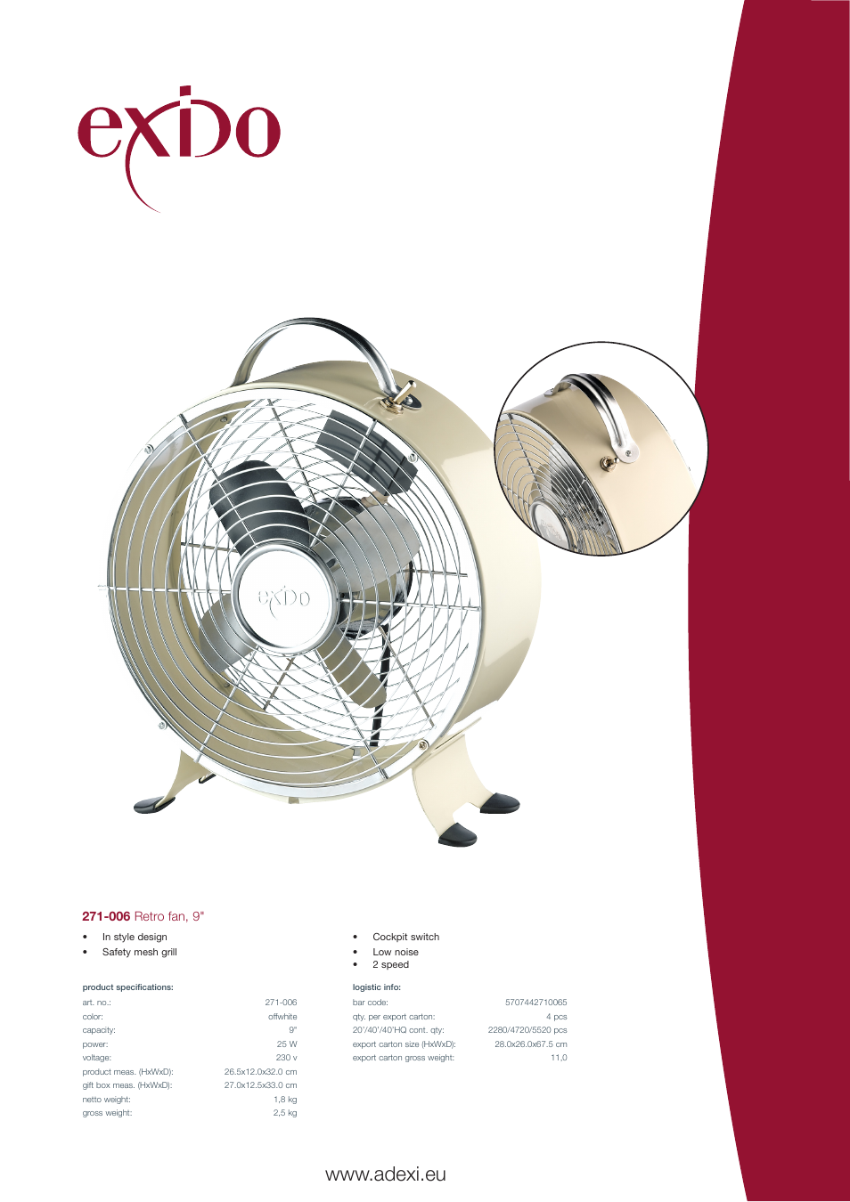 Exido 271-006 User Manual | 1 page