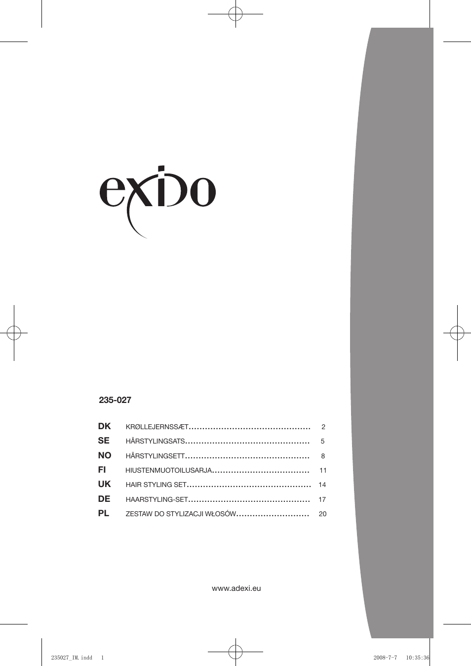 Exido Hair Styling Set 235-027 User Manual | 24 pages