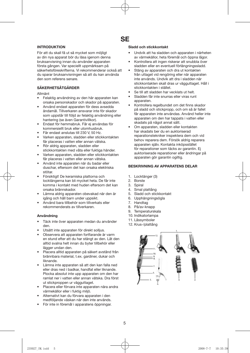 Exido Hair Styling Set 235-027 User Manual | Page 5 / 24