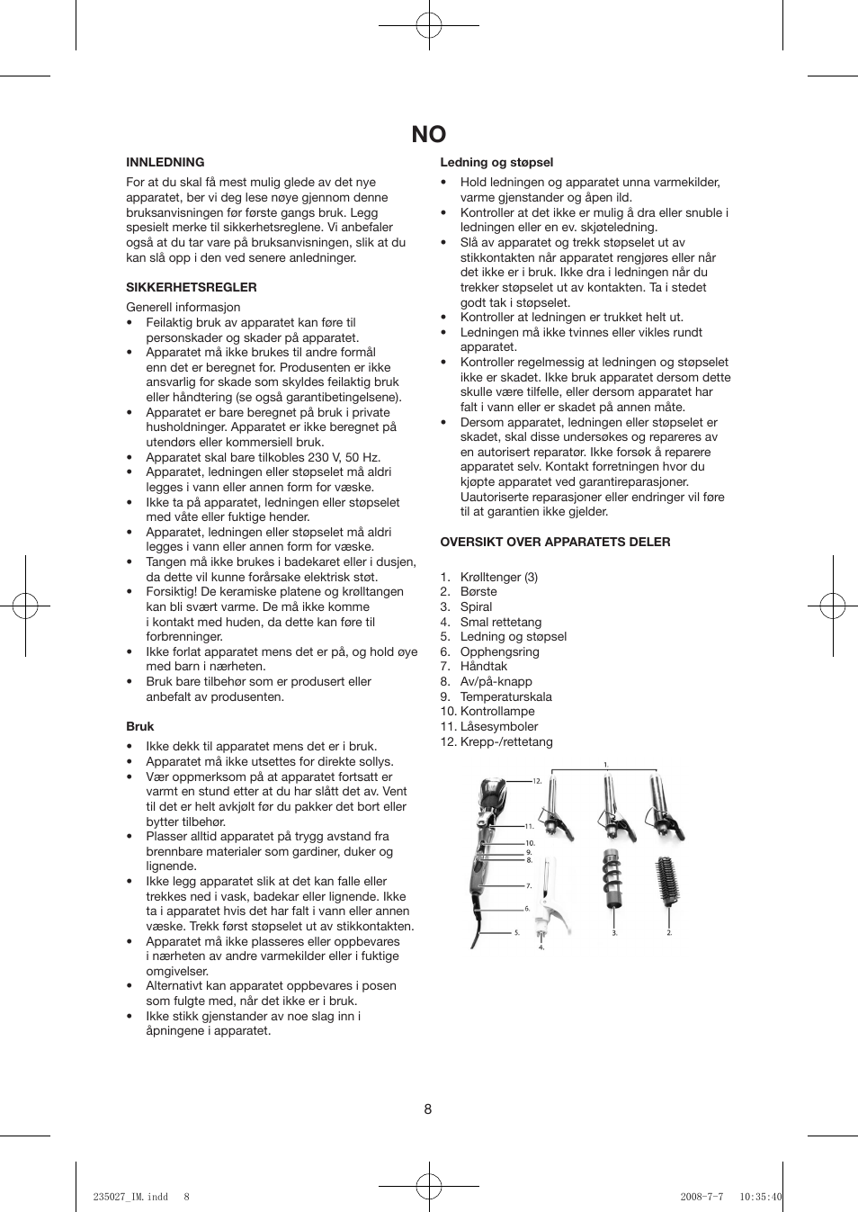 Exido Hair Styling Set 235-027 User Manual | Page 8 / 24