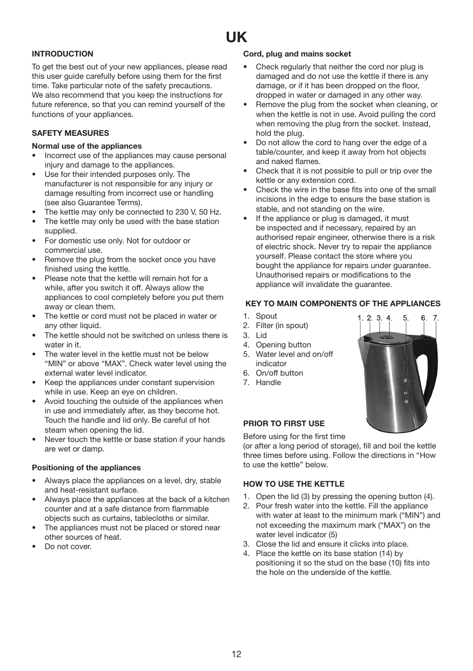 Exido Cord Free Electrical Kettle 245-078 User Manual | Page 12 / 22