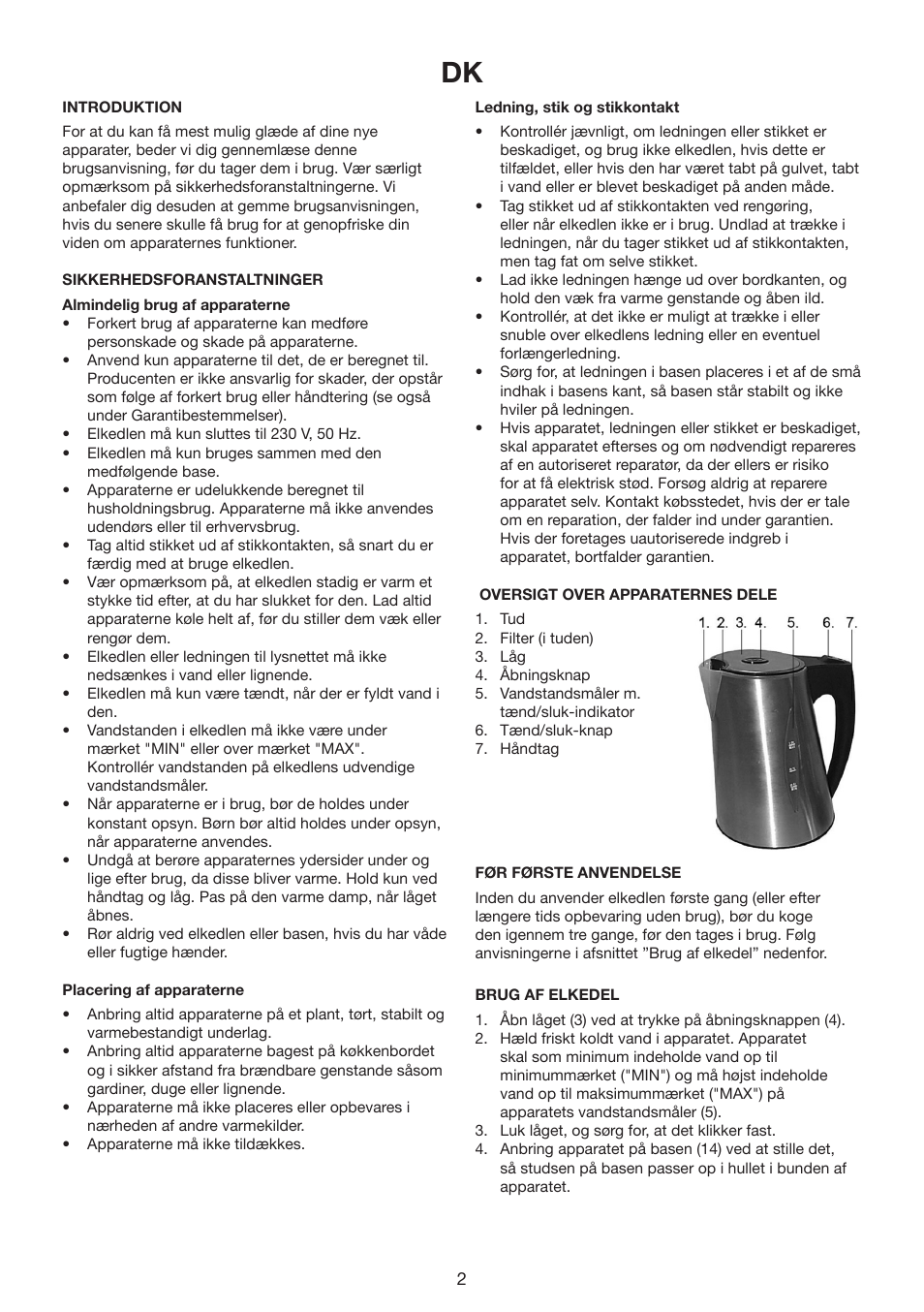 Exido Cord Free Electrical Kettle 245-078 User Manual | Page 2 / 22