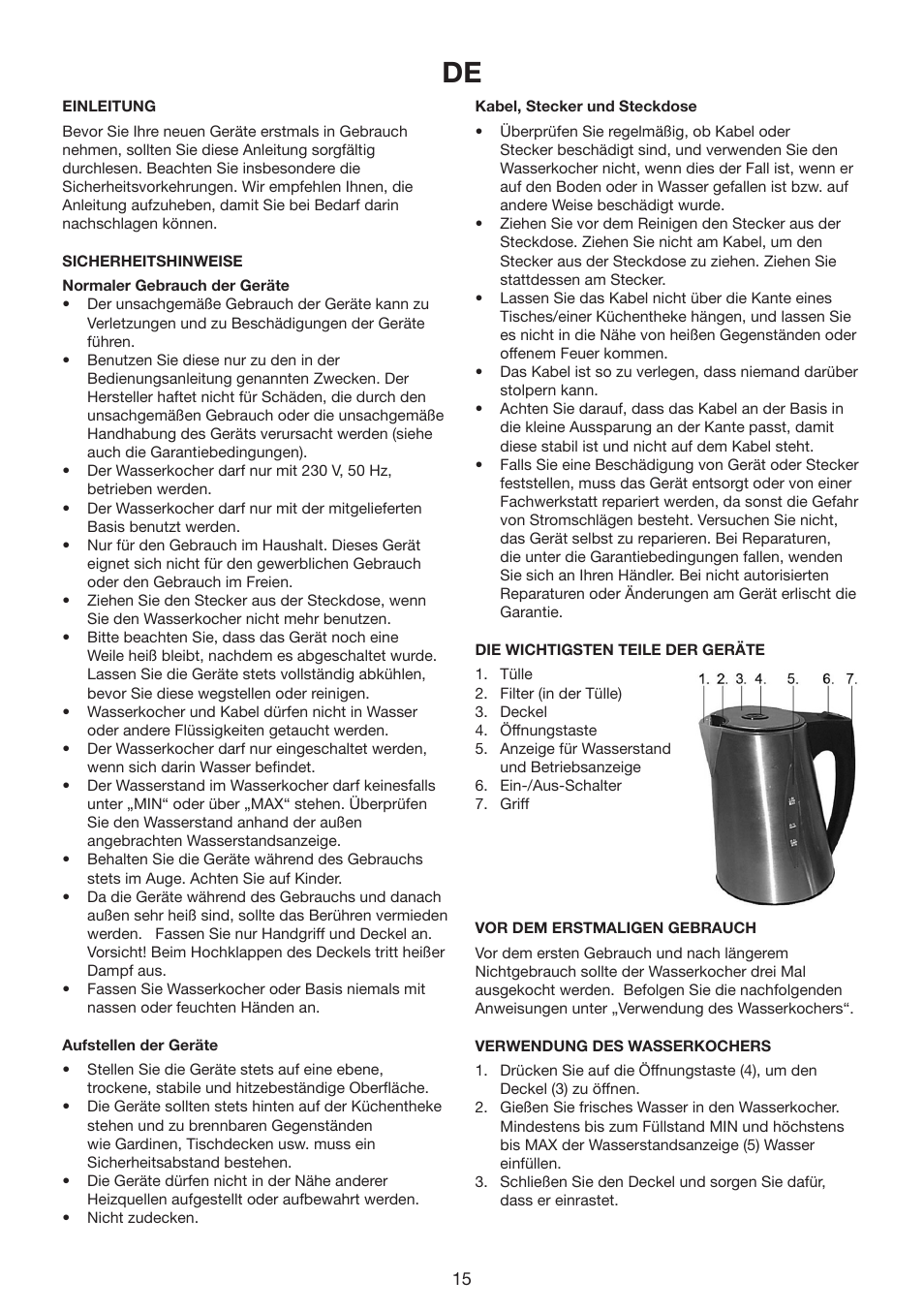 Exido Cord Free Electrical Kettle 245-065 User Manual | Page 15 / 22