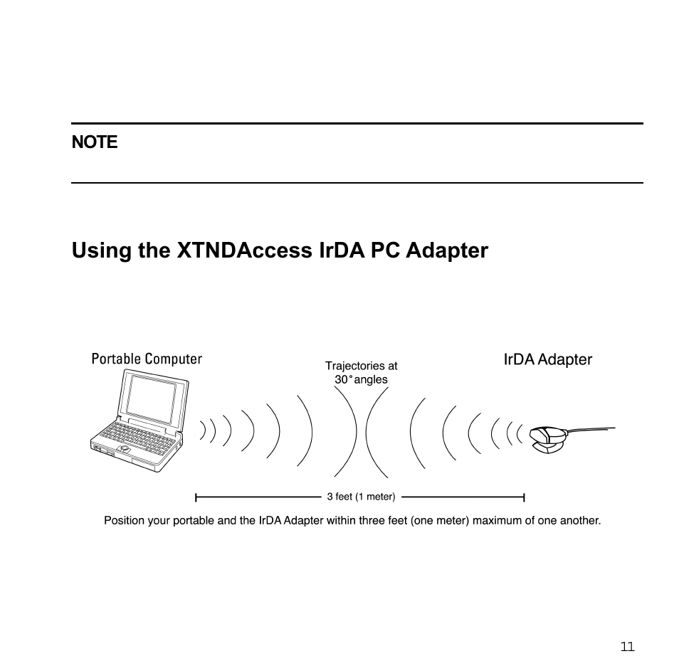 Using the xtndaccess irda pc adapter | Sybase XTNDAccessTM User Manual | Page 11 / 20